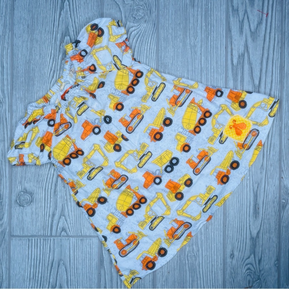Bailey bug peasant dress 6-12 months excavator / vehicle / tractor dress yellow
